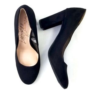 ⭐️ Libby Edelman soft black suede chunk 3.75” heel pumps women size 8.5